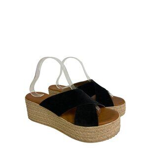 Cordani Espadrille Sandal Women's Black Cross Strap Slip On EU 41 US 10 Shoes